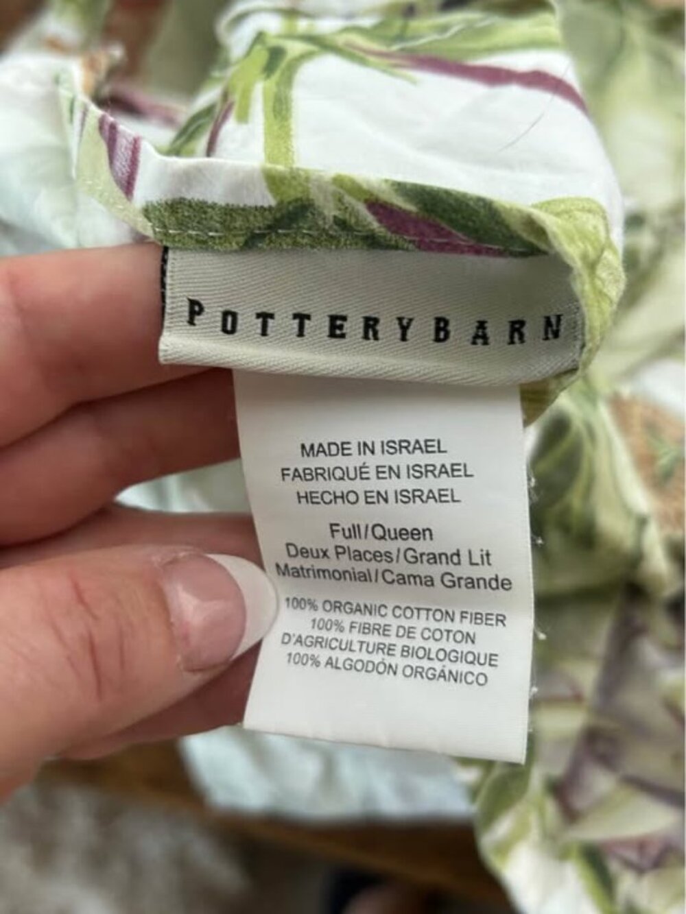 Pottery Barn Thistle Floral Percale Duvet Cover Full/Queen. 2 Euro Shams - Picture 6 of 6